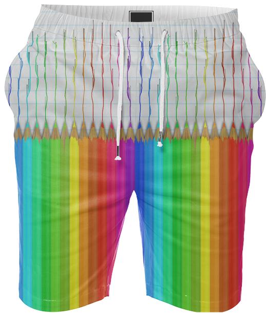 Melting Rainbow Pencils Summer Shorts