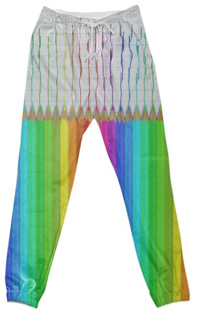 Melting Rainbow Pencils Cotton Pants