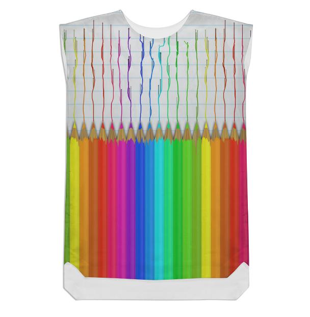 Melting Rainbow Pencils Shift Dress