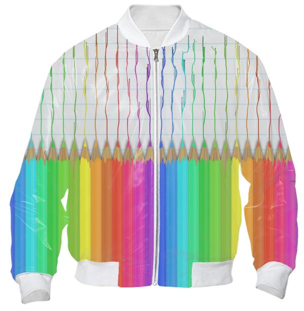 Melting Rainbow Pencils Bomber Jacket