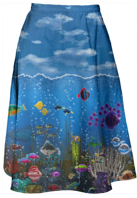 Underwater Love Midi Skirt