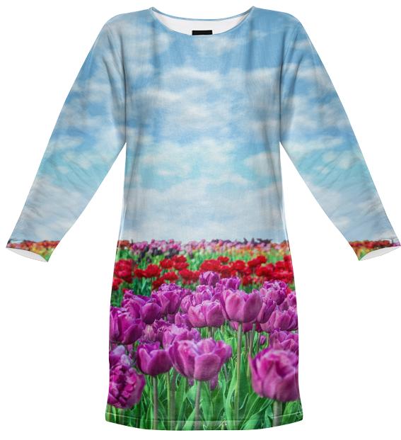 Tulip Field Sweatshirt Dress