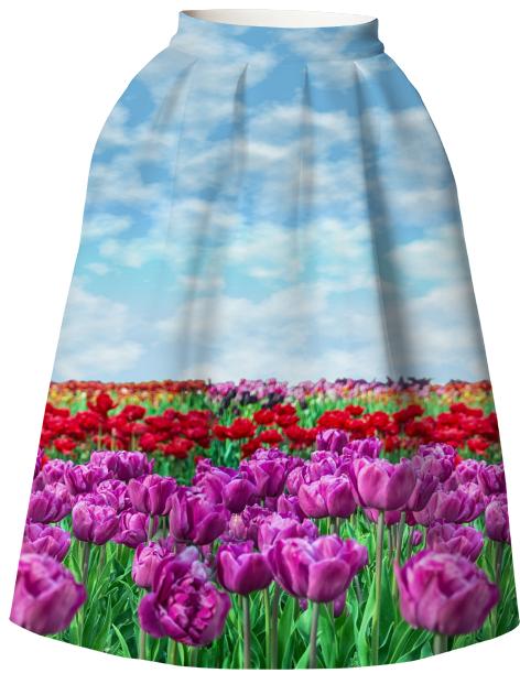 Tulip Field Neoprene Full Skirt