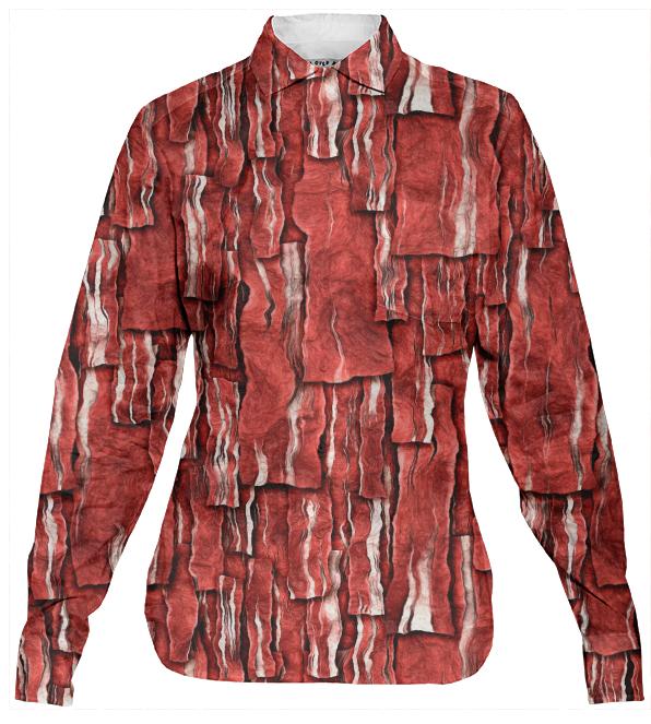 Got Meat Overlapping bacon pieces Women s Button Down