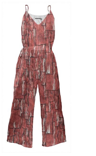 Got Meat Overlapping bacon pieces Tie Waist Jumpsuit