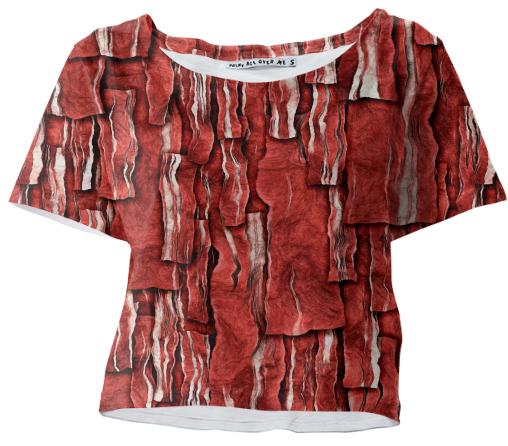 Got Meat Overlapping bacon pieces Crop Tee
