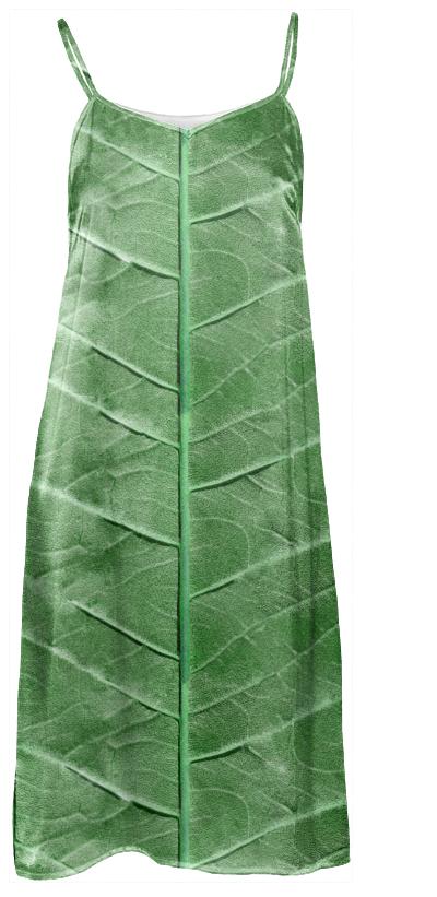 Veined Green Leaf Slip Dress