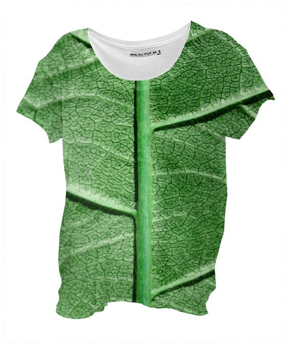 Veined Green Leaf Drape Shirt