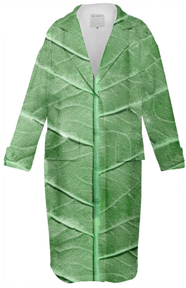 Veined Green Leaf Neoprene Trench