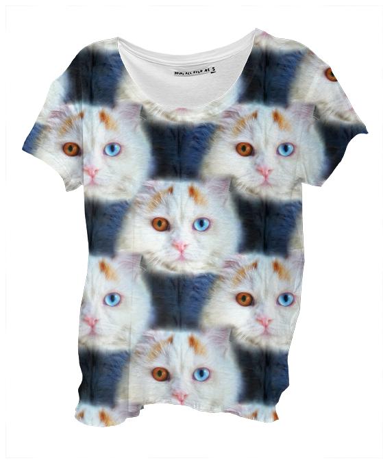 Odd Eyed White Persian Cat Drape Shirt