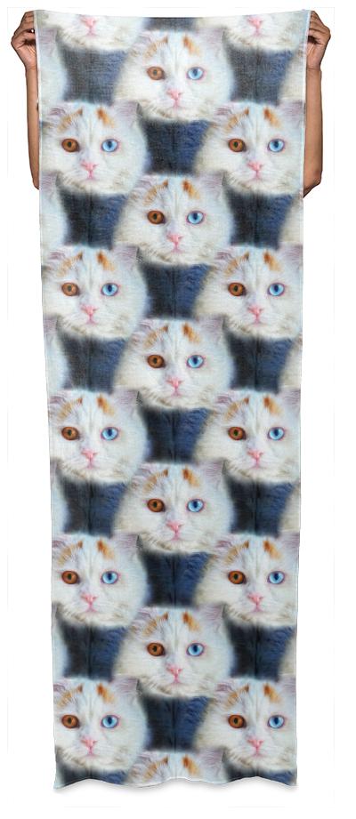 Odd Eyed White Persian Cat Wrap Scarf