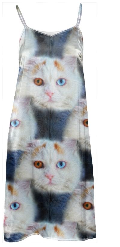 Odd Eyed White Persian Cat Slip Dress