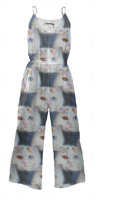 Odd Eyed White Persian Cat Jumpsuit