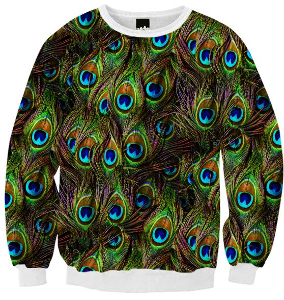 Peacock Feathers Invasion Ribbed Sweatshirt