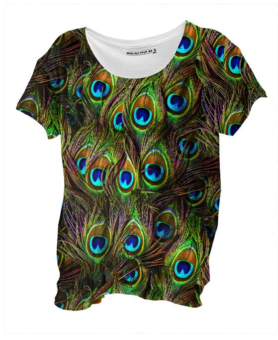 Peacock Feathers Invasion Drape Shirt
