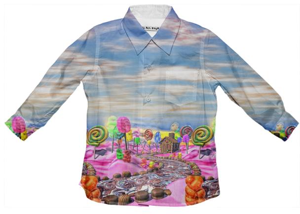 Pink Candyland Landscape Kid s Button Down Shirt Passcode DI469S8XL0