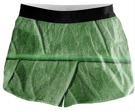 Veined Green Leaf Running Shorts