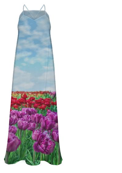 Tulip Field Chiffon Maxi Dress