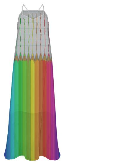 Melting Rainbow Pencils Chiffon Maxi Dress