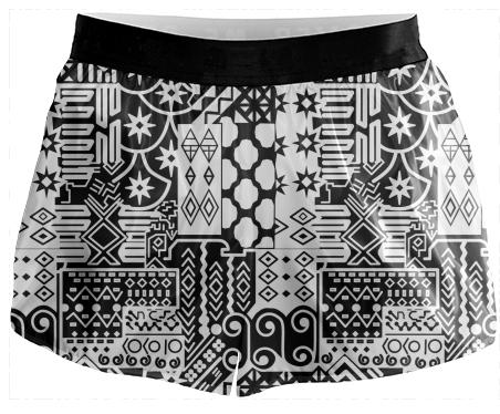 Black and white Geometric African Tribal Pattern Running Shorts