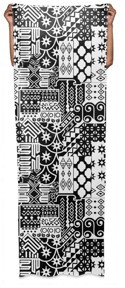 Black and white Geometric African Tribal Pattern Wrap Scarf