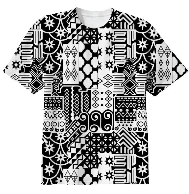 Black and white Geometric African Tribal Pattern T shirt