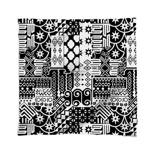 Black and white Geometric African Tribal Pattern Scarf