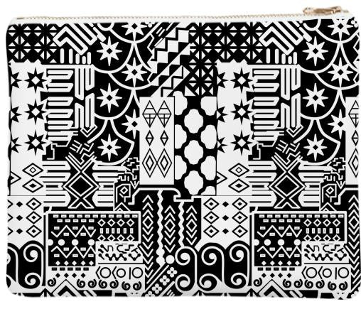 Black and white Geometric African Tribal Pattern Neoprene Clutch