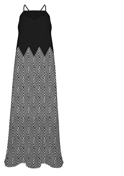 Zigzag Tribal pattern Chiffon Maxi Dress