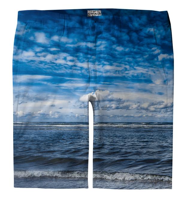 Cloudy day on the beach Trouser Shorts