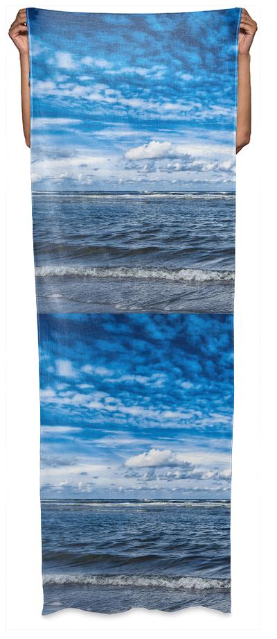 Cloudy day on the beach Wrap Scarf
