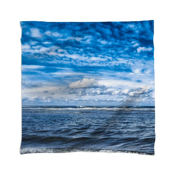 Cloudy day on the beach Scarf
