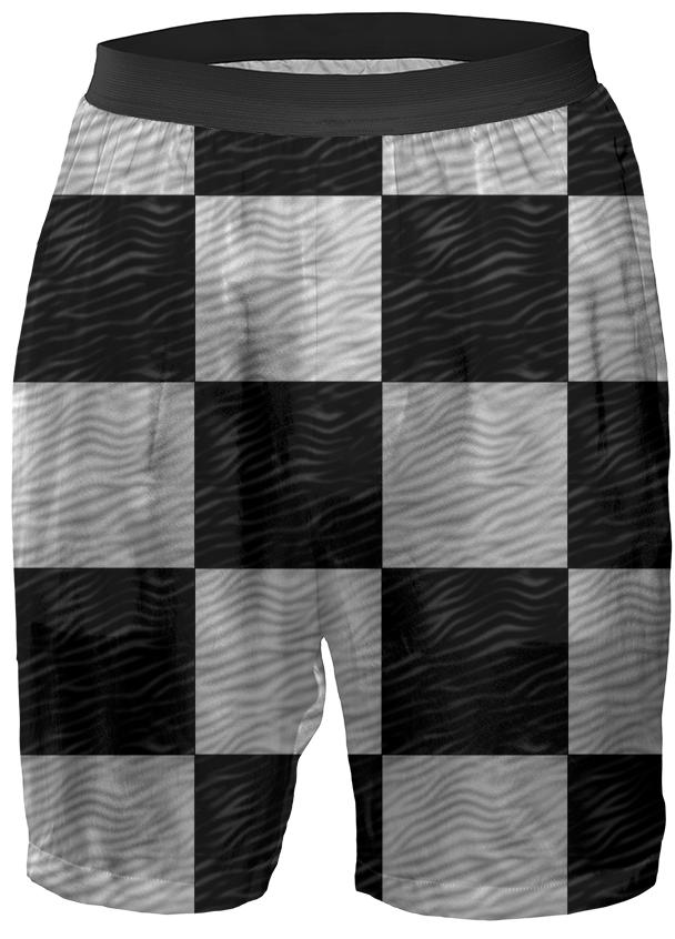 Wavy B W Checkerboard Shorts