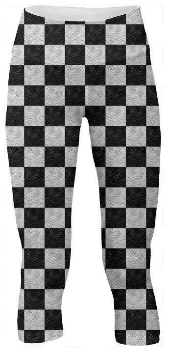 Wavy B W Checkerboard Yoga Pants