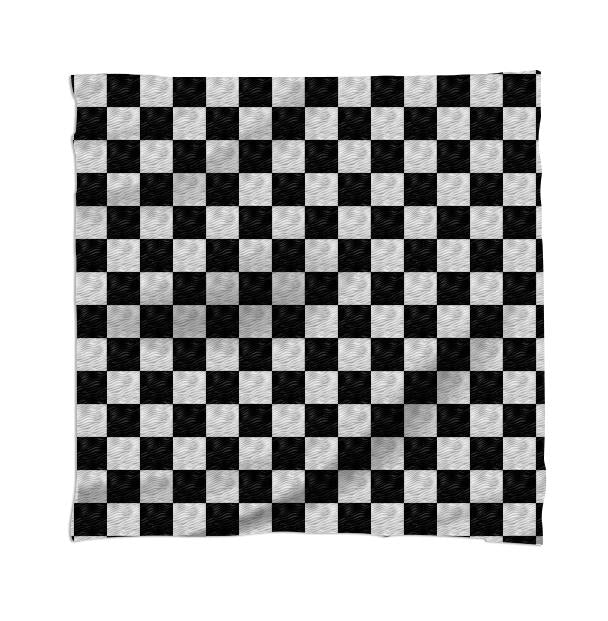 Black White Wavy Checkerboard Scarf