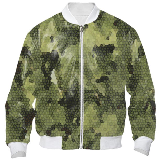 Green Camouflage Mosaic Bomber Jacket