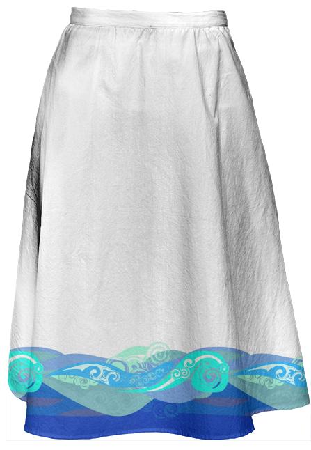 Blue Abstract Ocean Waves Skirt