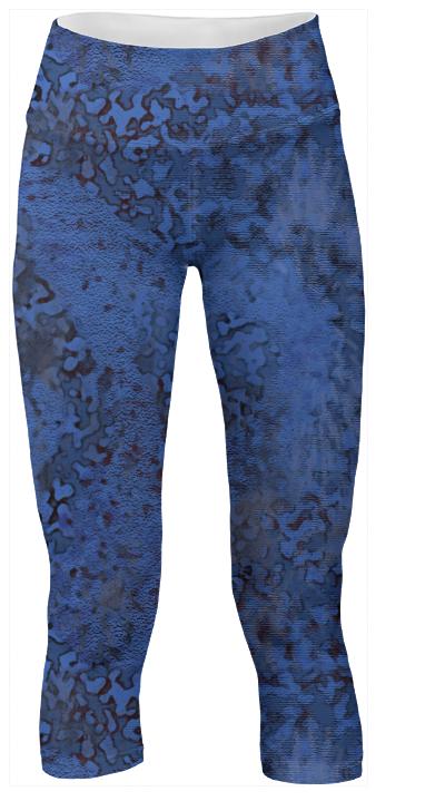 Blue Abstract Painterly Yoga Pants