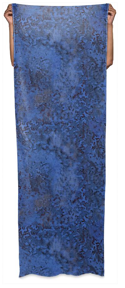 Blue Abstract Painterly Long Scarf