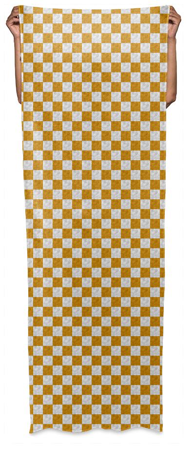 Yellow Gold Wavy Checkerboard Long Scarf