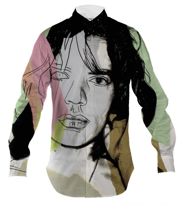 Andy Warhol Mick Jagger Pop Art Mens Button Up Long Sleeve Shirt