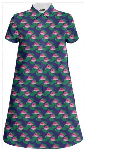 Lips and Leaves Shirt Dress