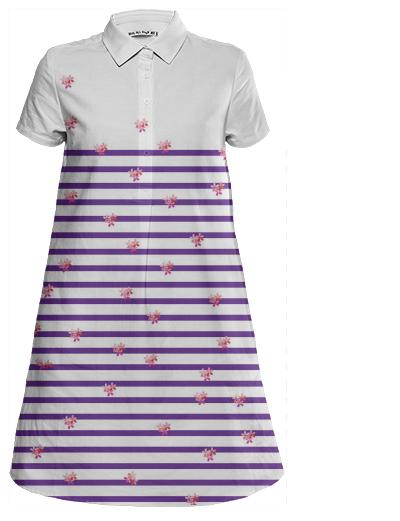 Sakura and Stripes Mini Shirt Dress
