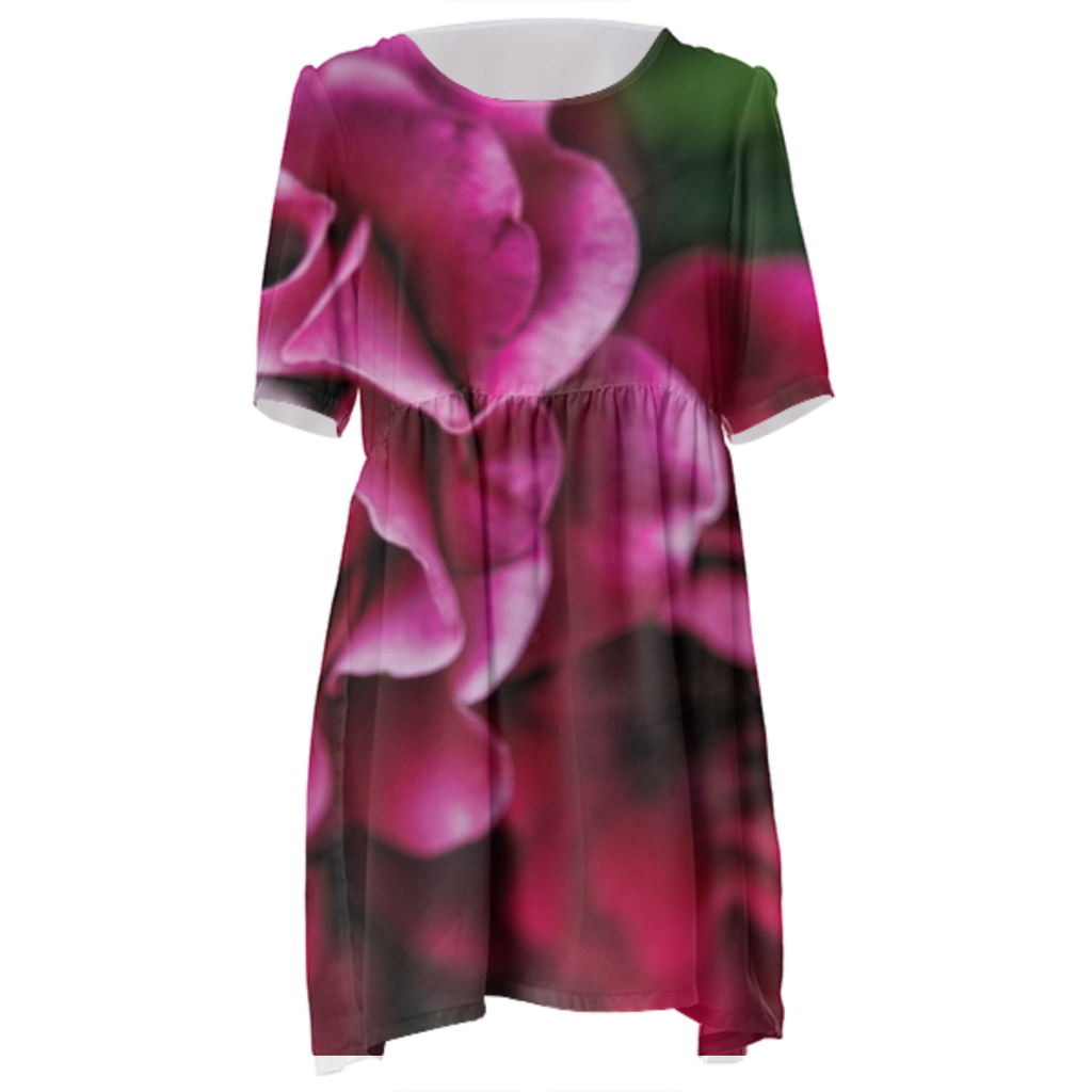 Fuchsia Flowers Babydoll Dress
