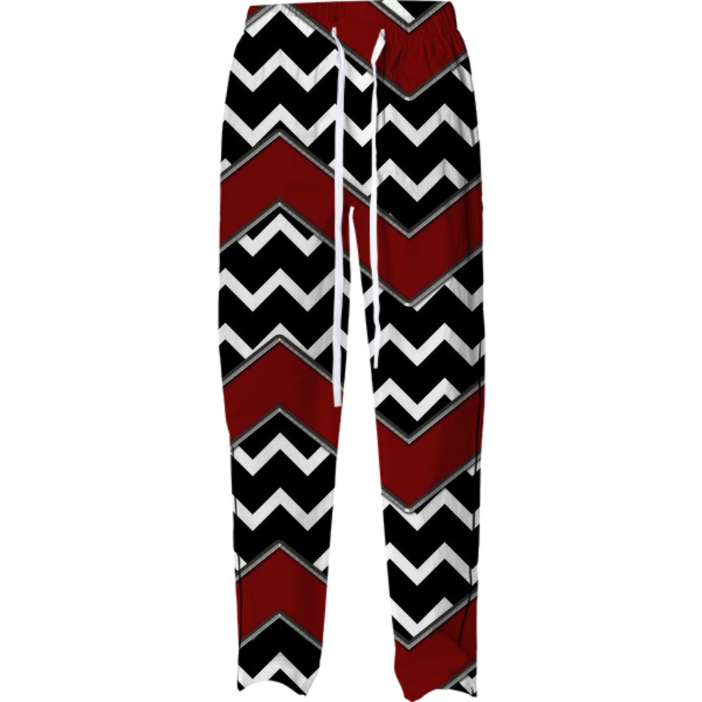 Black White Red Chevron Pajama Pants