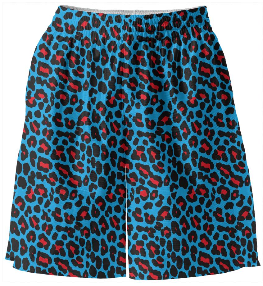 Abstract Leopard print blue red