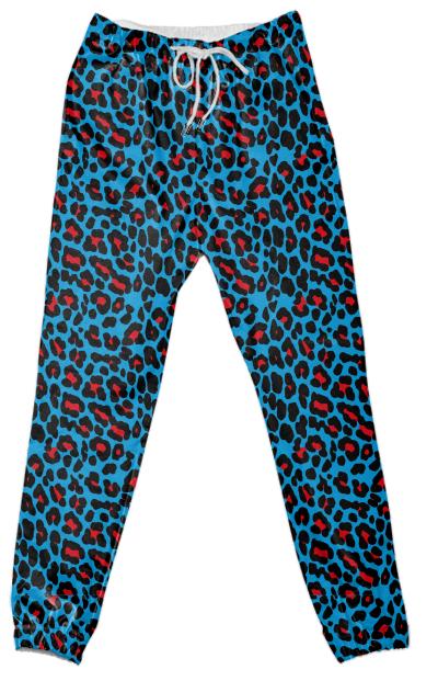 Abstract Leopard print blue red