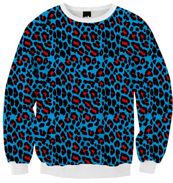 Abstract Leopard print blue red