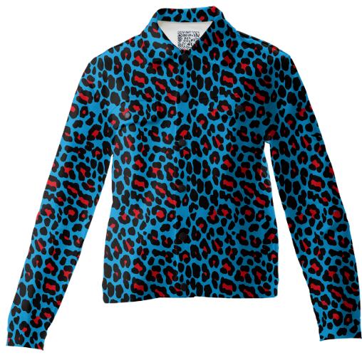 Abstract Leopard print blue red