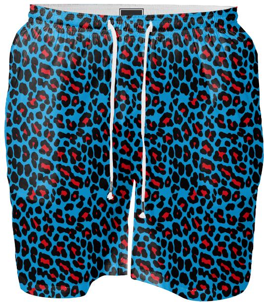 Abstract Leopard print blue red